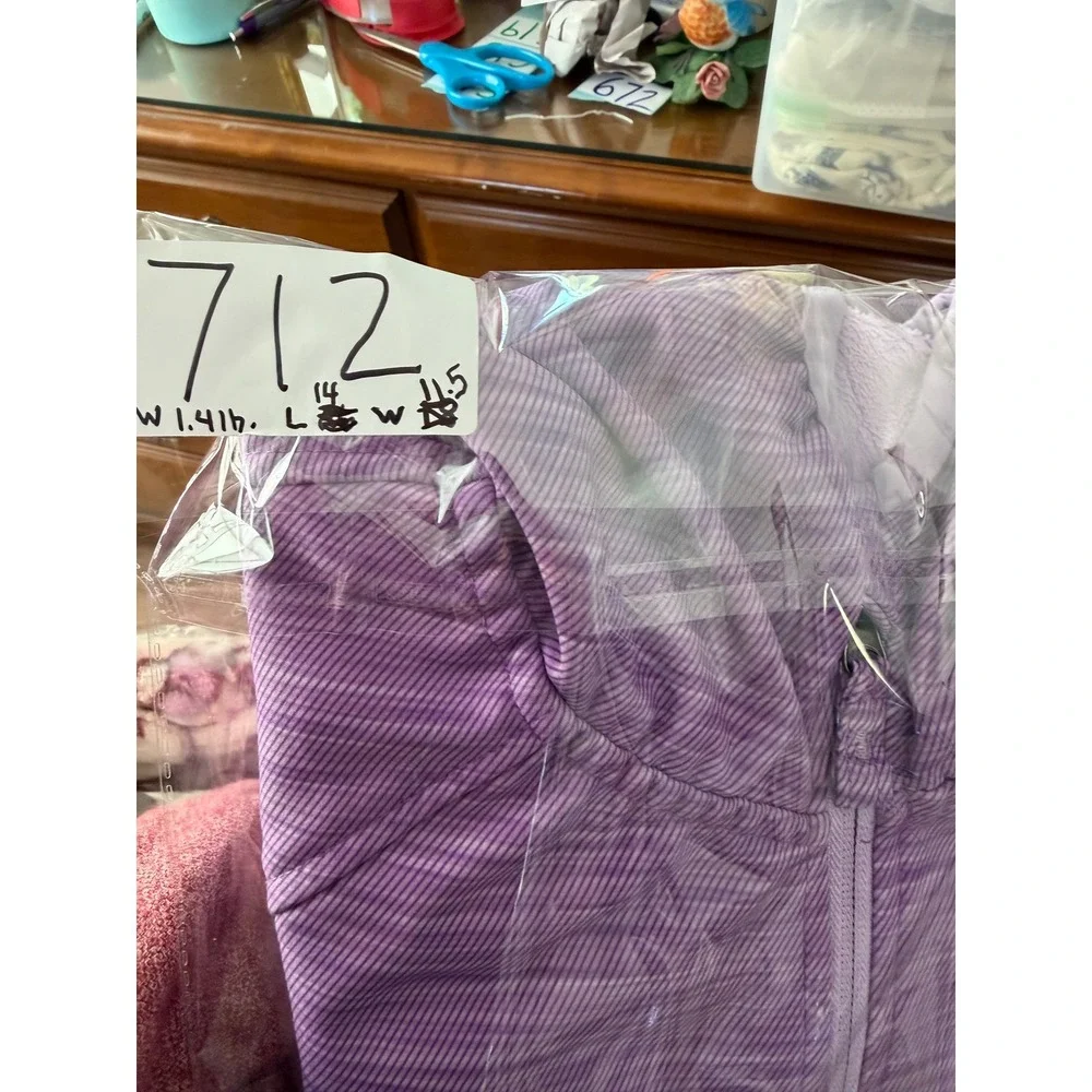 Free Country Girls Purple Striped Hooded‎ Softshell Active Jacket Size 14/16